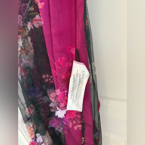 NWT Dress the Population Aurea Floral Print Off the Shoulder Gown Magenta Multi - Picture 9 of 16